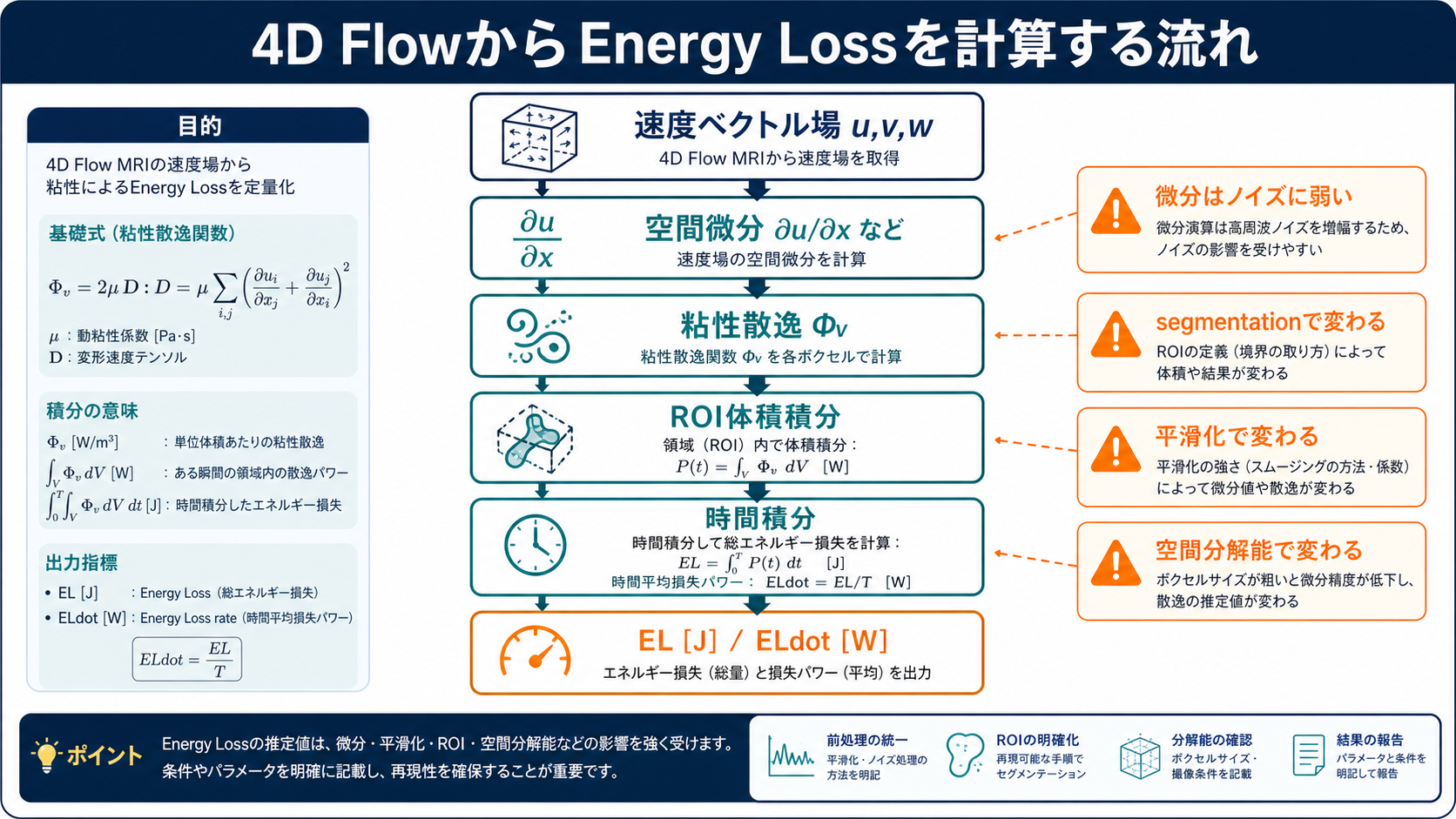 4D FlowからEnergy Lossを計算する流れ